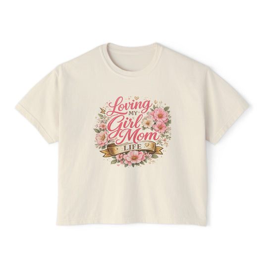 Loving My Girl Mom Life tee | Floral Mom Shirt, Motherhood Typography, boxy fit tee