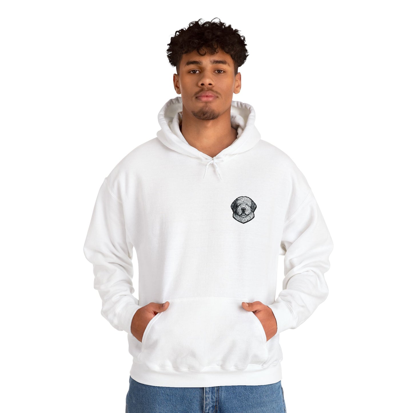 Old English Sheepdog embroidered design on hooded sweatshirt