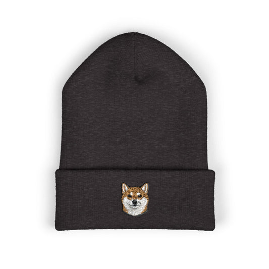Shiba Inu Embroidered Beanie | Cuffed Knit Hat