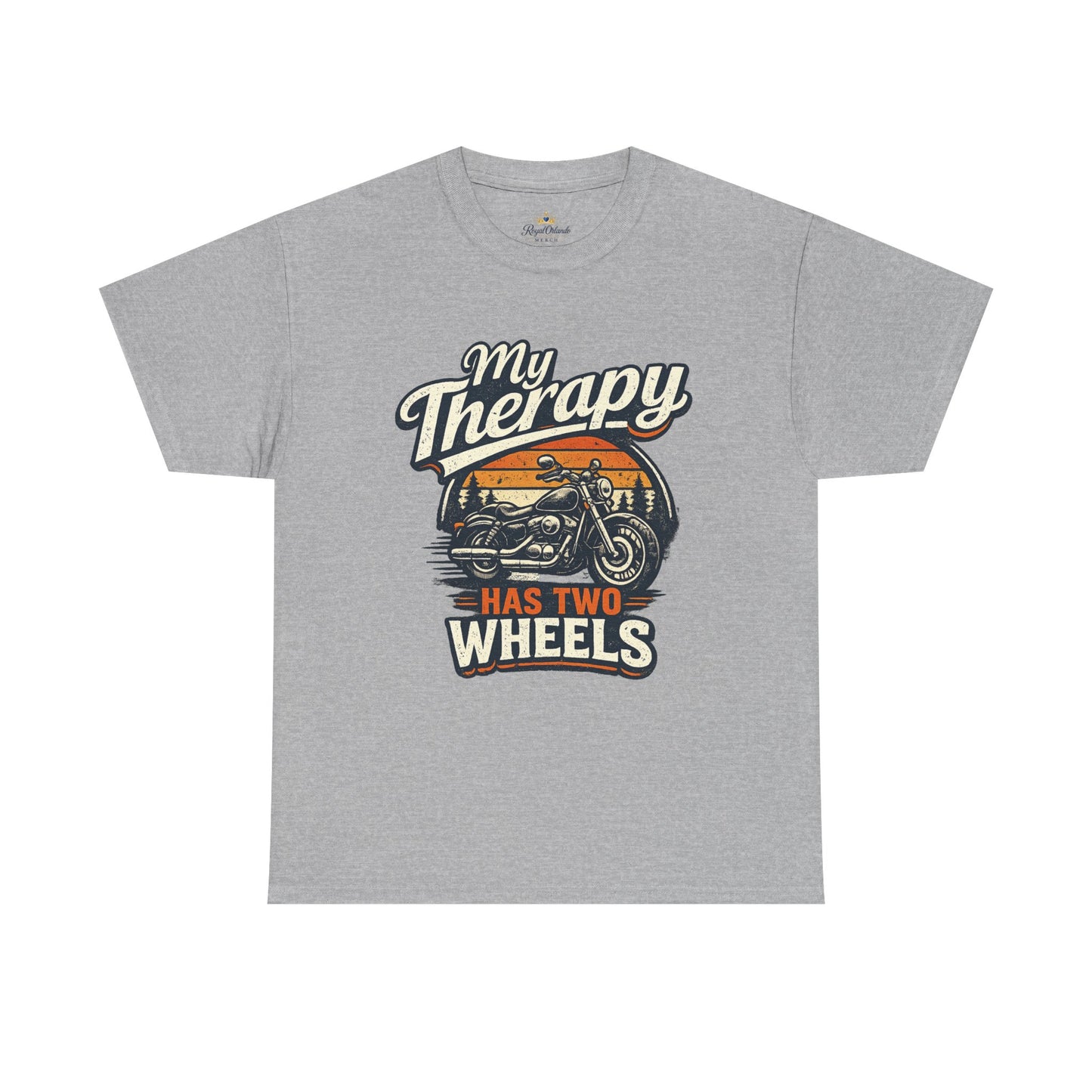 My Therapy Has Two Wheels Motorcycle Tee | Biker Riding Sunset Design