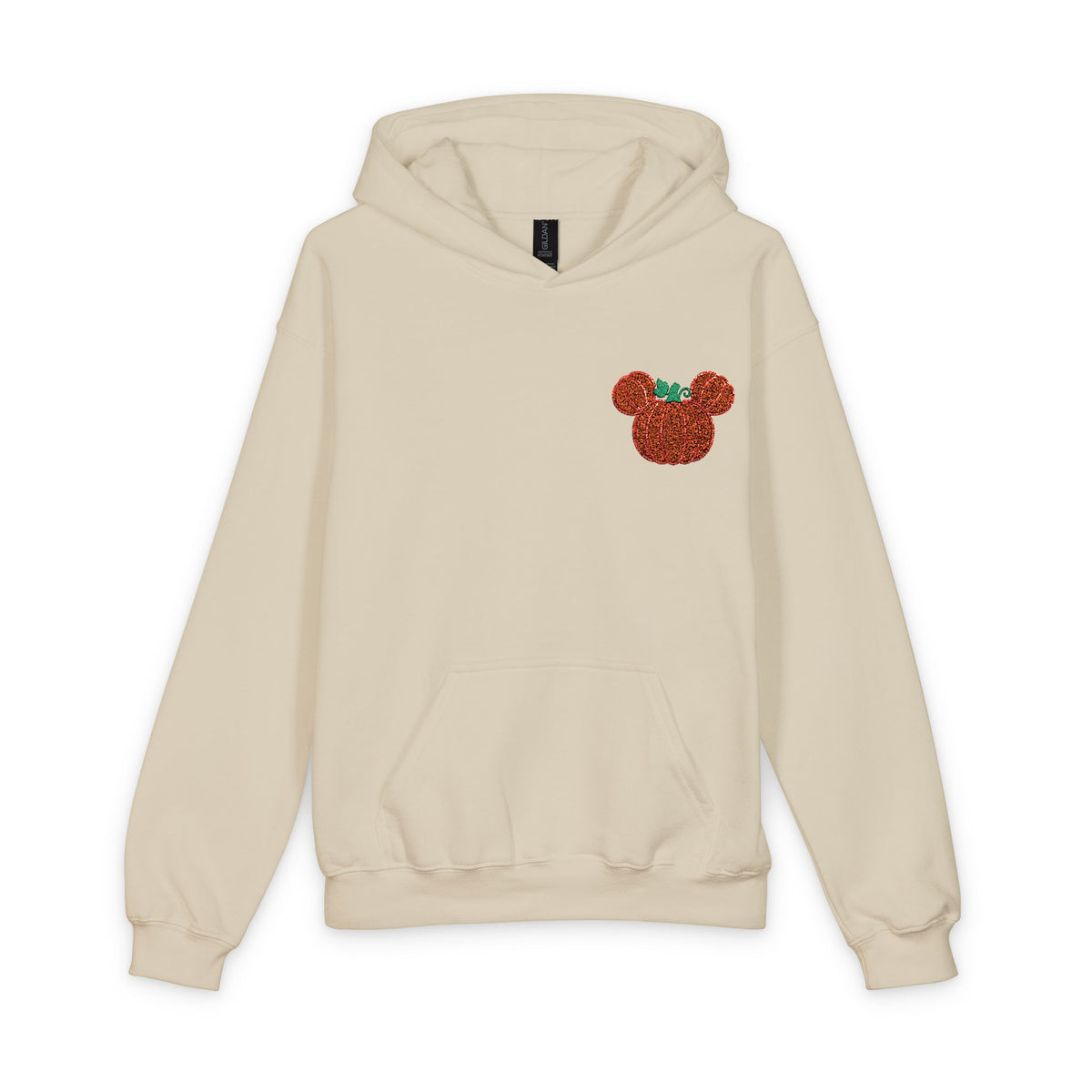 Fall Embroidered Pumpkin Softstyle Youth Midweight Hooded Sweatshirt