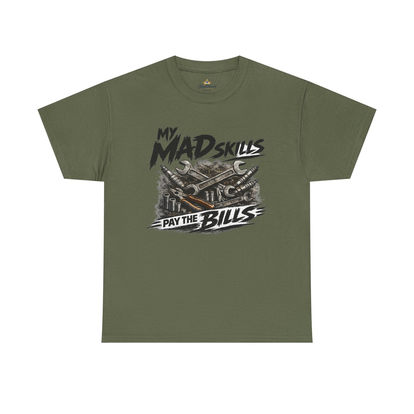 My Mad Skills Pay The Bills T-Shirt | Vintage Mechanic Toolbox Graphic Tee Gift for Dad