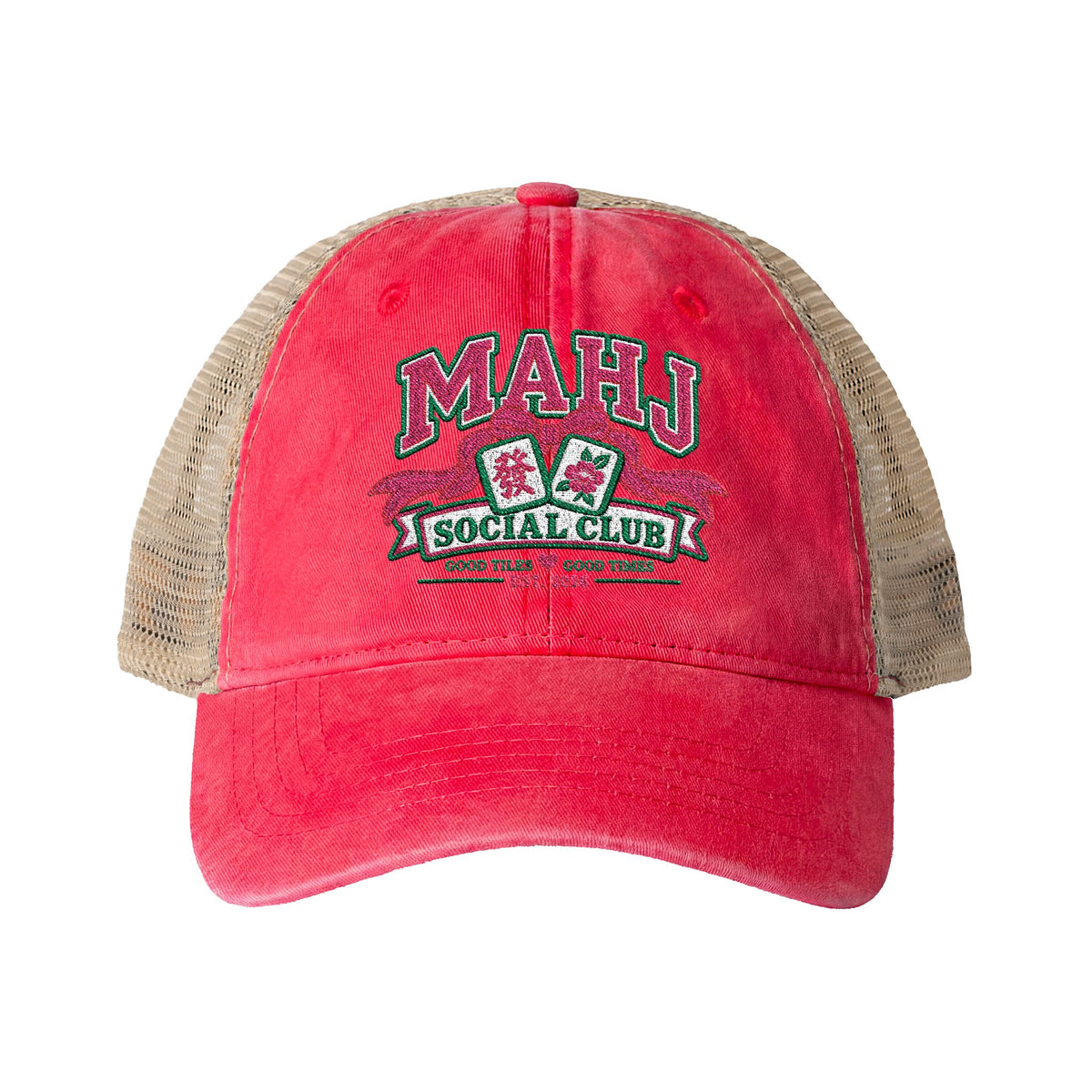 Mahj Women's Washed Mesh-Back Cap- Mah Jong hat