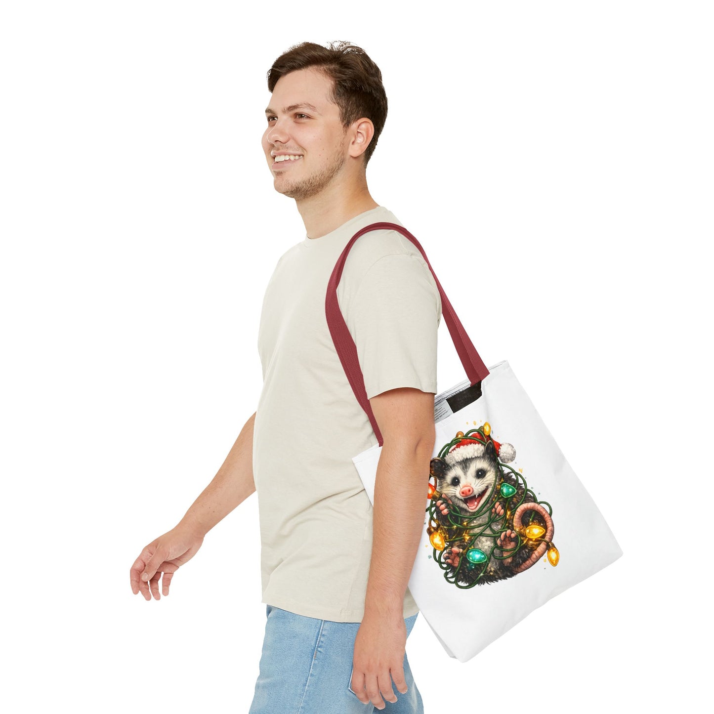 Christmas Opossum Tote Bag — Cute Holiday Animal Holiday Shopping Bag