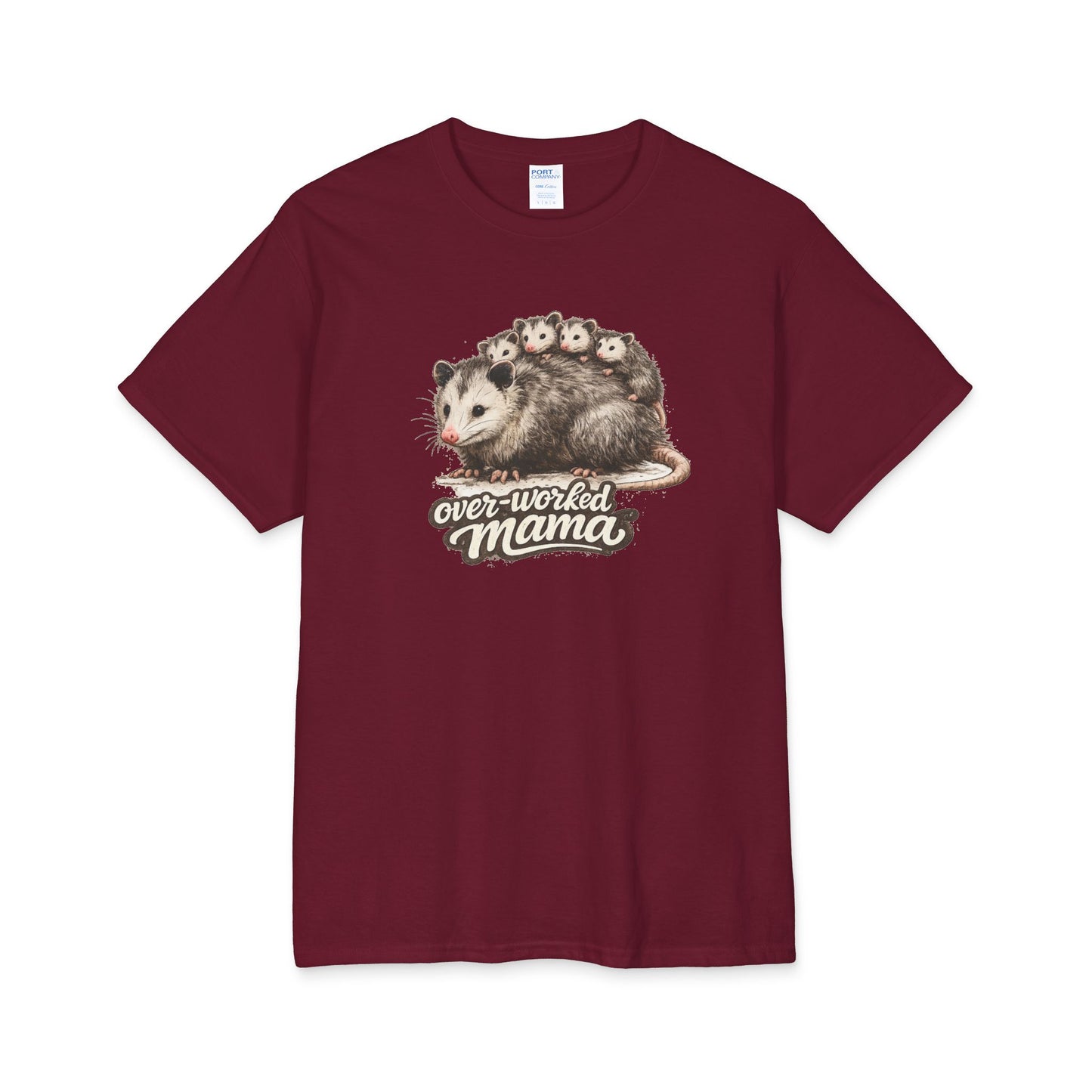 Opossum with Babies overworked mama Tee | Mom Life Graphic Shirt Mother's day