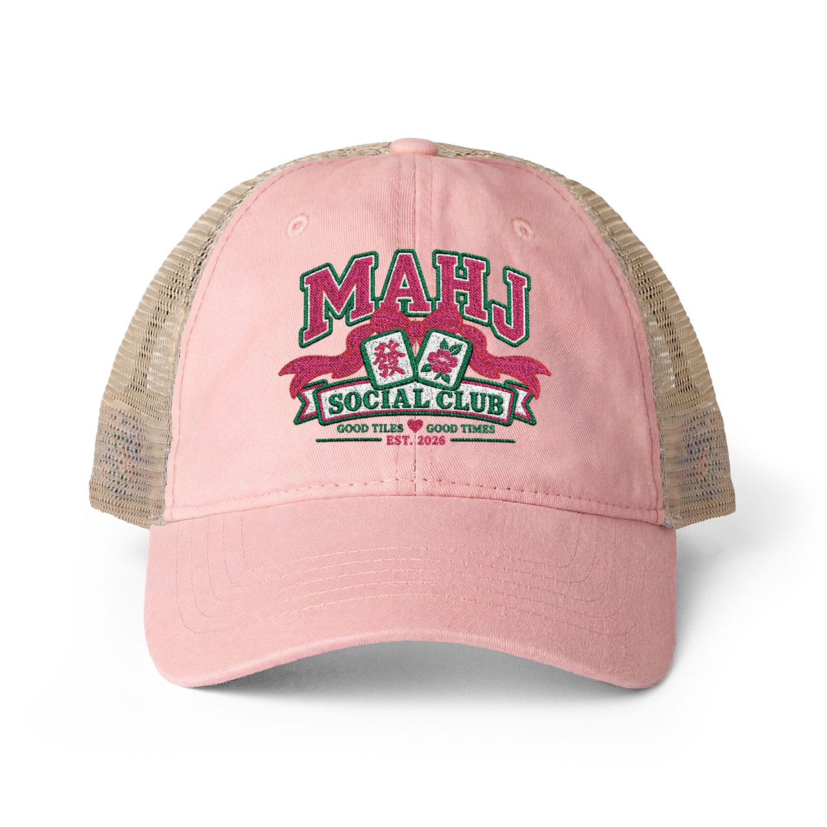 Mahj Women's Washed Mesh-Back Cap- Mah Jong hat