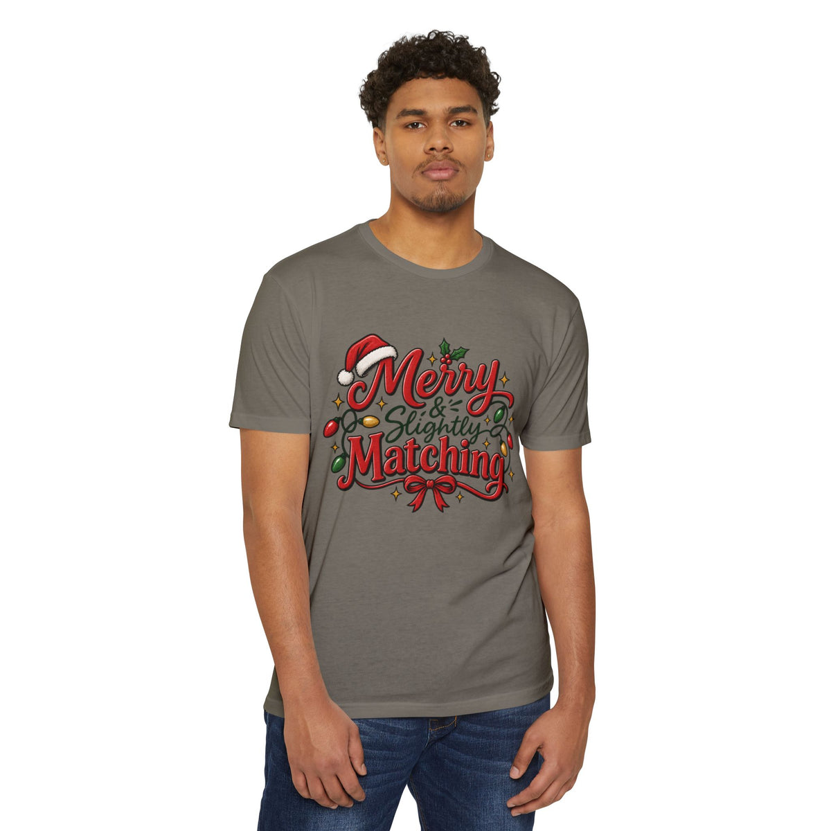 Merry & Slightly Matching Christmas T-Shirt- Family and Friends holiday pajama shirts