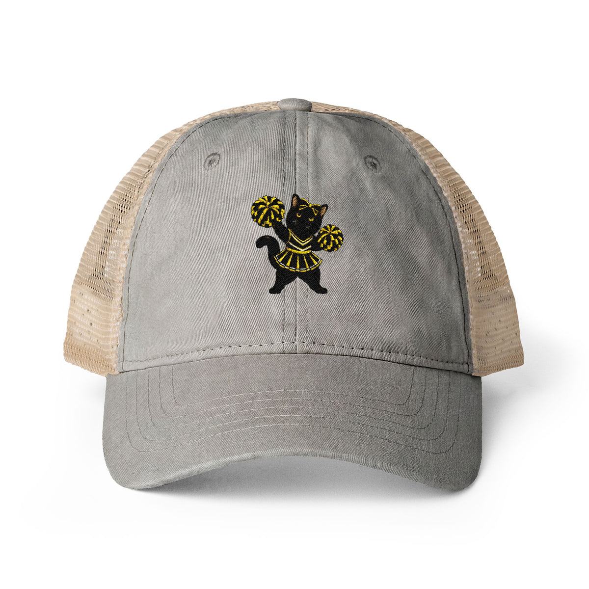 Black Cat Cheer Cap Women's Washed Mesh-Back Cap