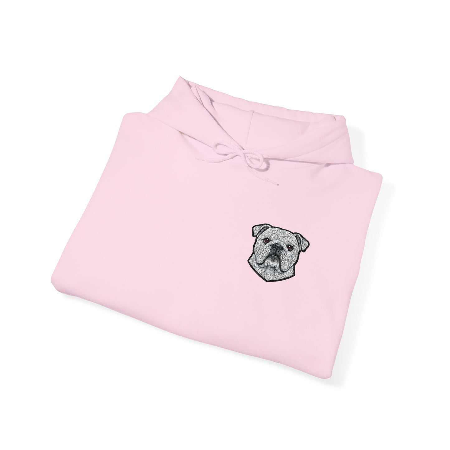 English Bulldog embroidered design on hooded sweatshirt