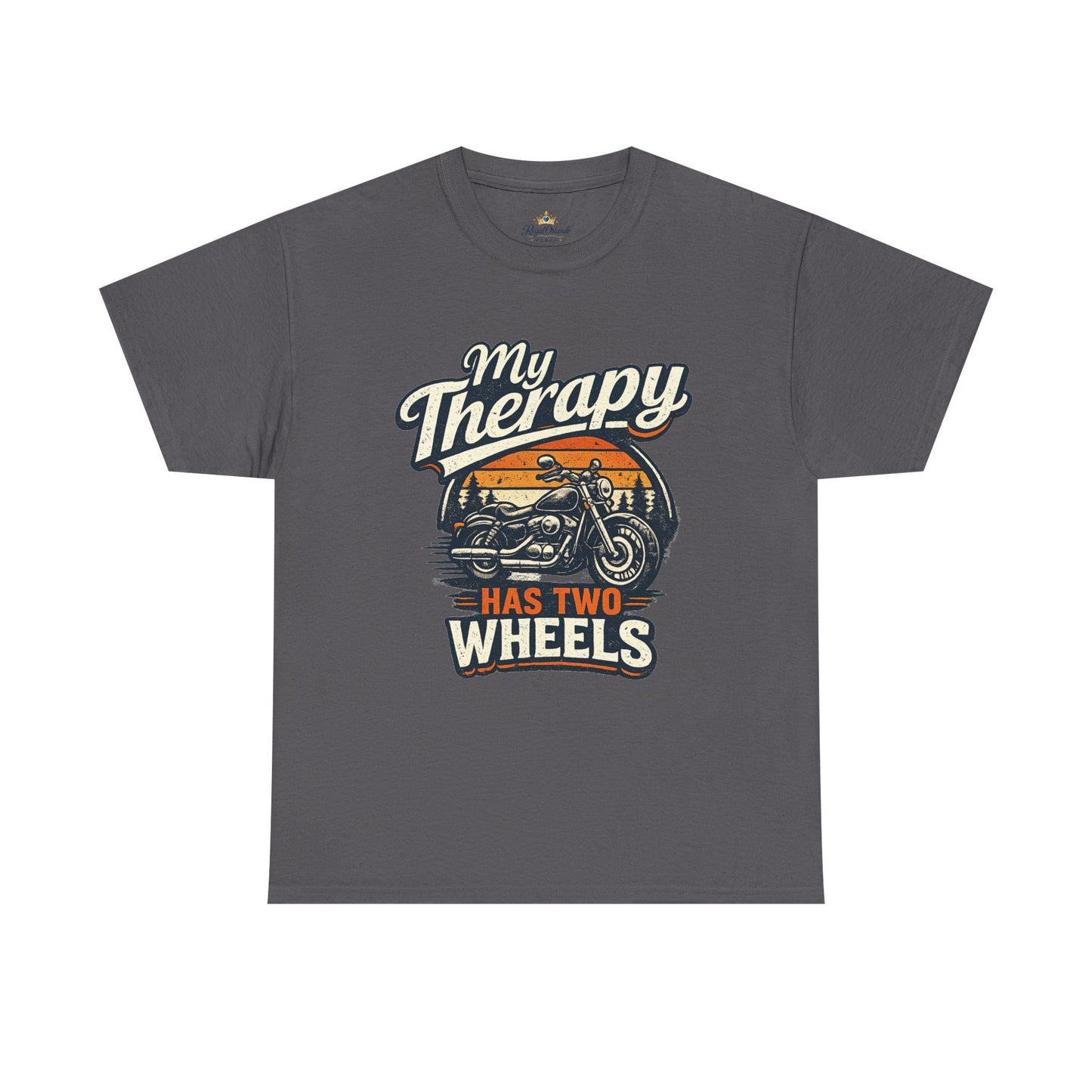 My Therapy Has Two Wheels Motorcycle Tee | Biker Riding Sunset Design