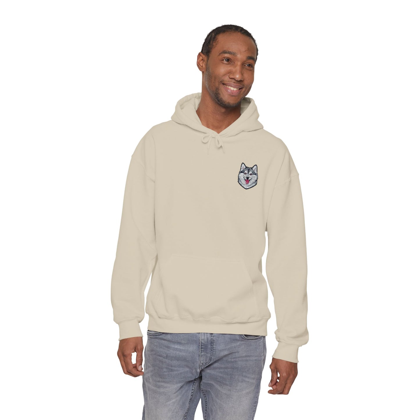 Alaskan Klee Kai embroidered design on hooded sweatshirt