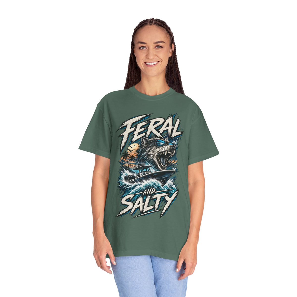T-Shirt — "Feral and Salty" Aggressive Sea Bear Graphic Tee