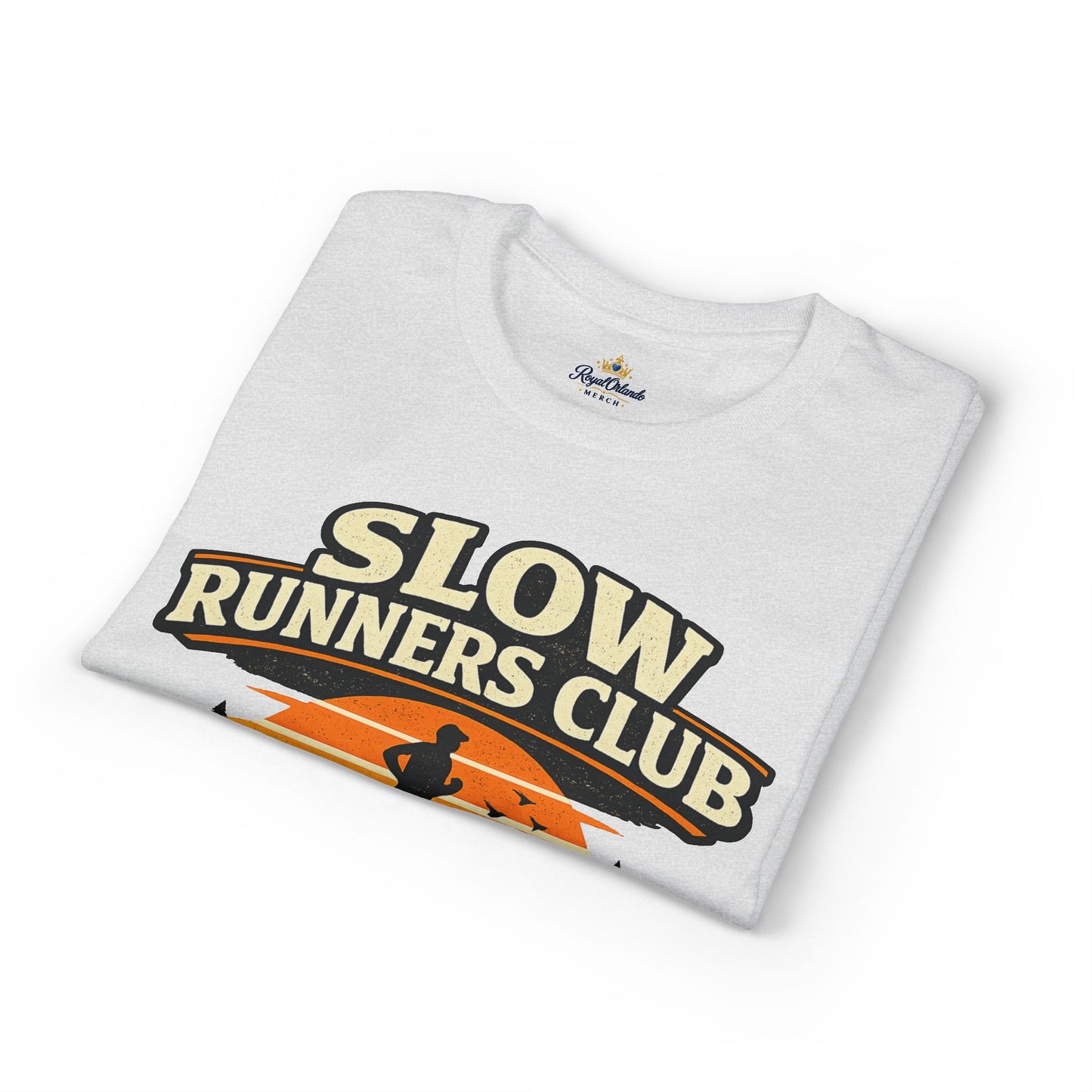 Slow Runners Club No Pace Shame T-Shirt | Retro Sunset Trail Running Shirt
