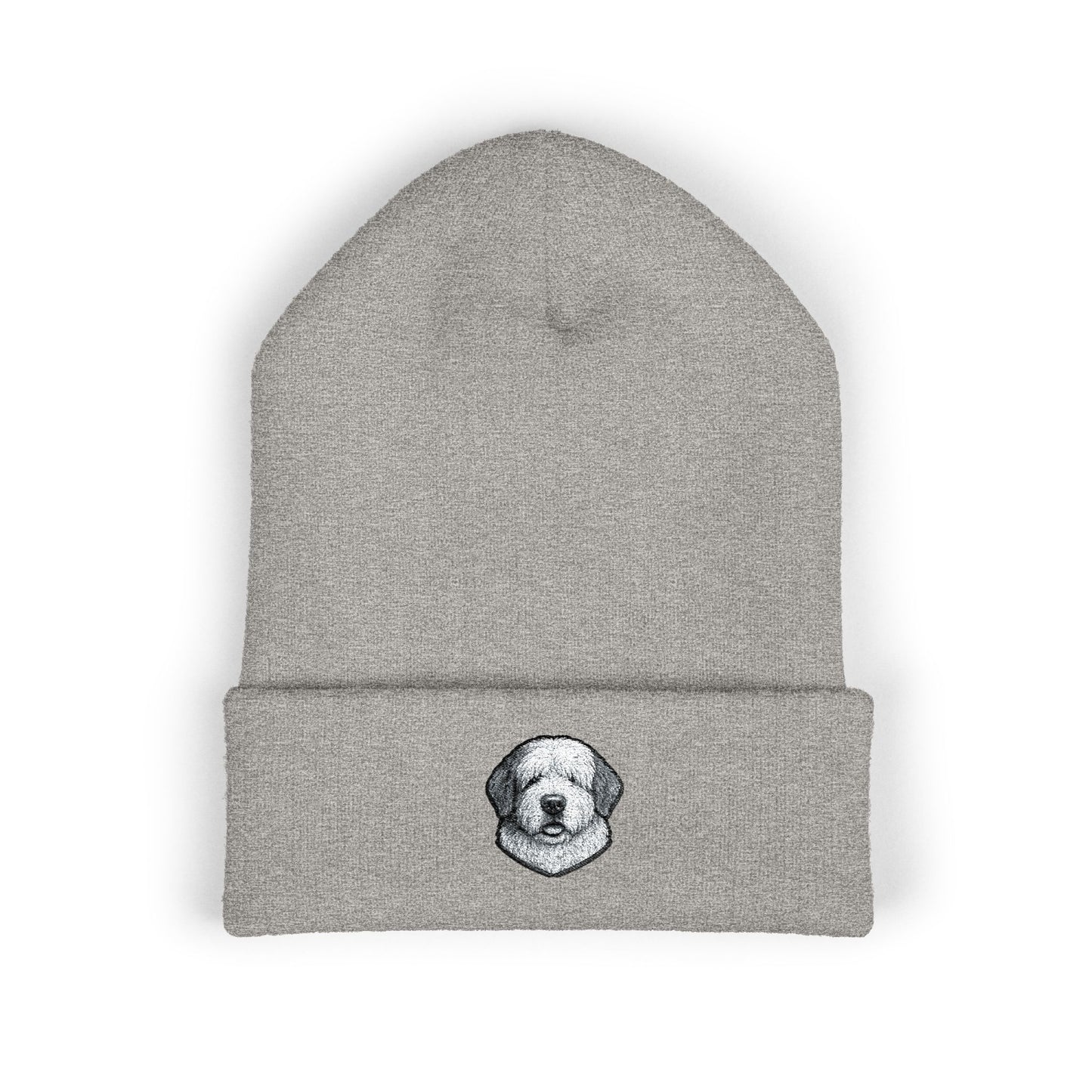 Old English Sheepdog Embroidered Beanie | Cuffed Knit Hat