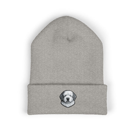 Old English Sheepdog Embroidered Beanie | Cuffed Knit Hat