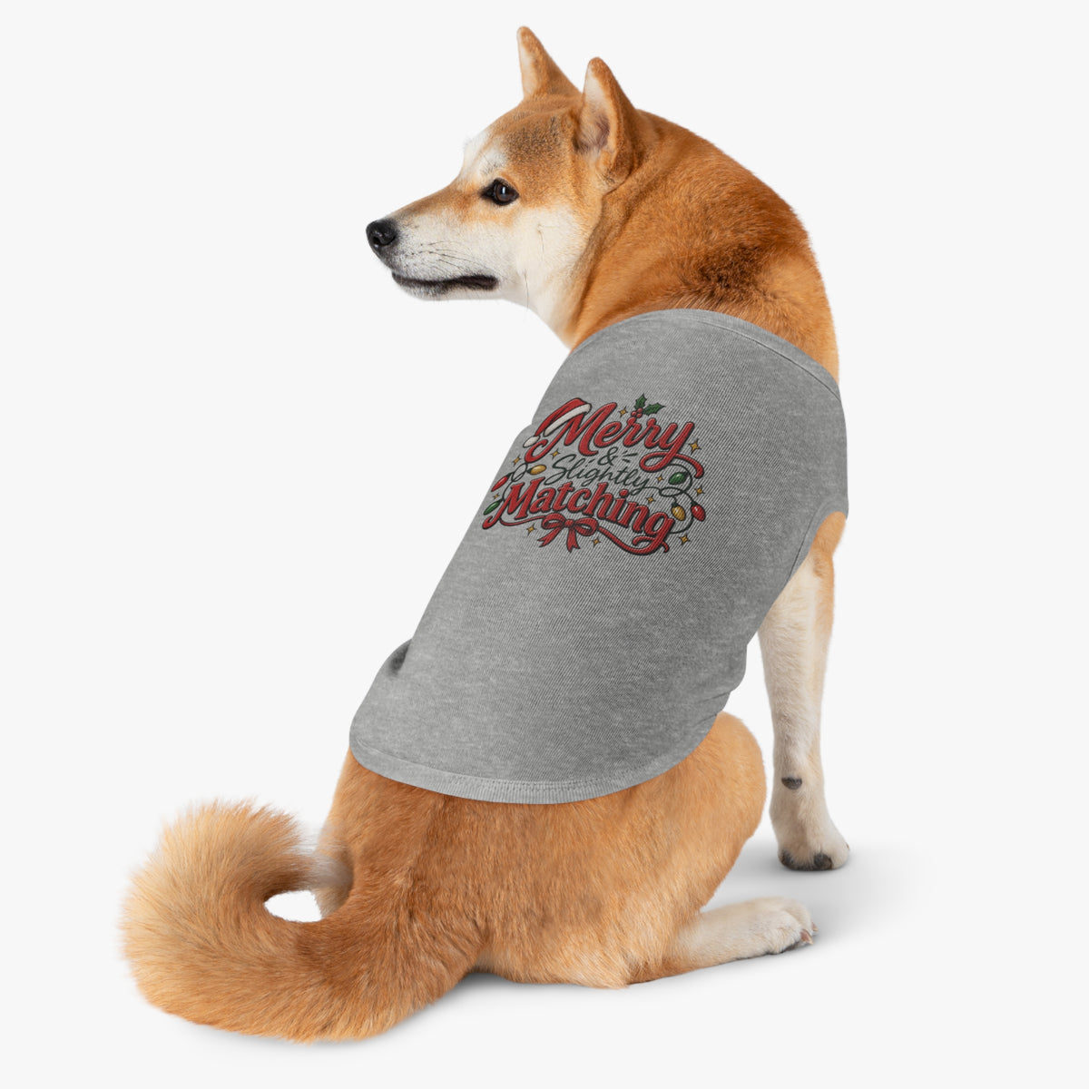 Pet Tshirt — "Merry Slightly Matching" Christmas Dog Shirt family pajama set