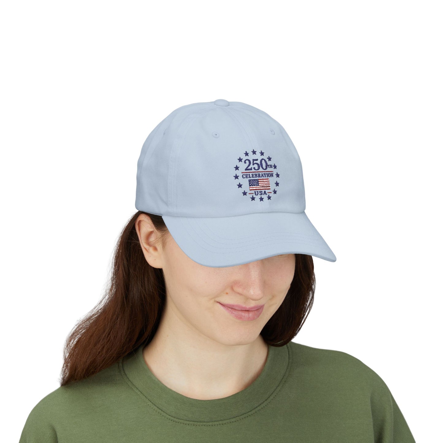 250th Celebration USA Embroidery Classic Dad Cap | Patriotic 13 Stars Emblem July 4th