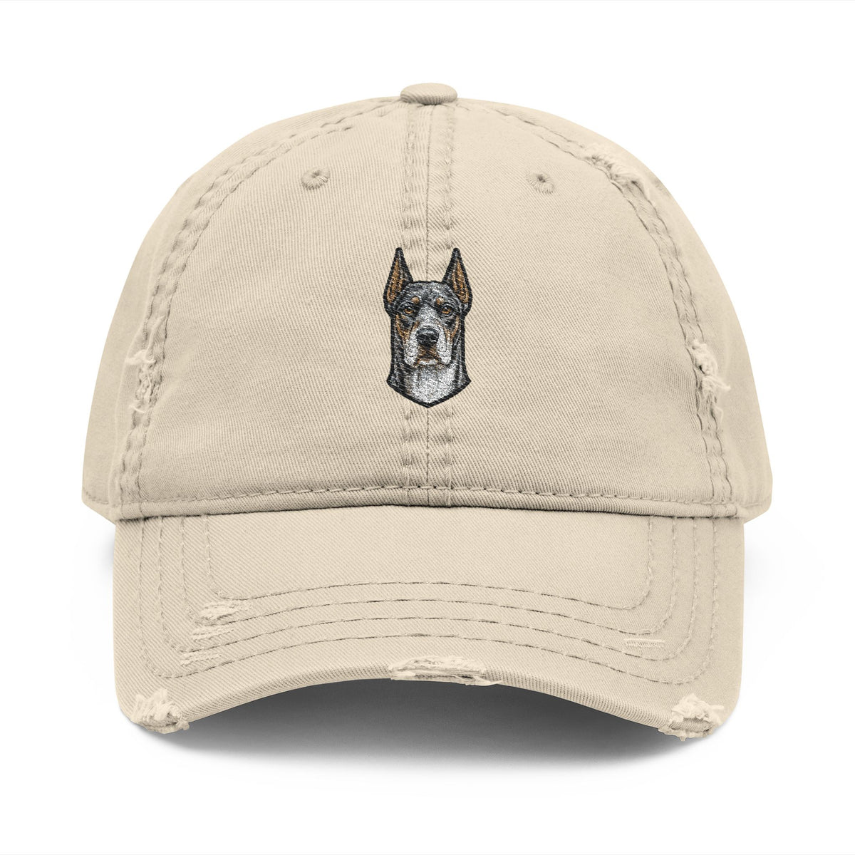 Great Dane Embroidered Hat | Distressed Dad Hat, Dog Face Baseball Cap