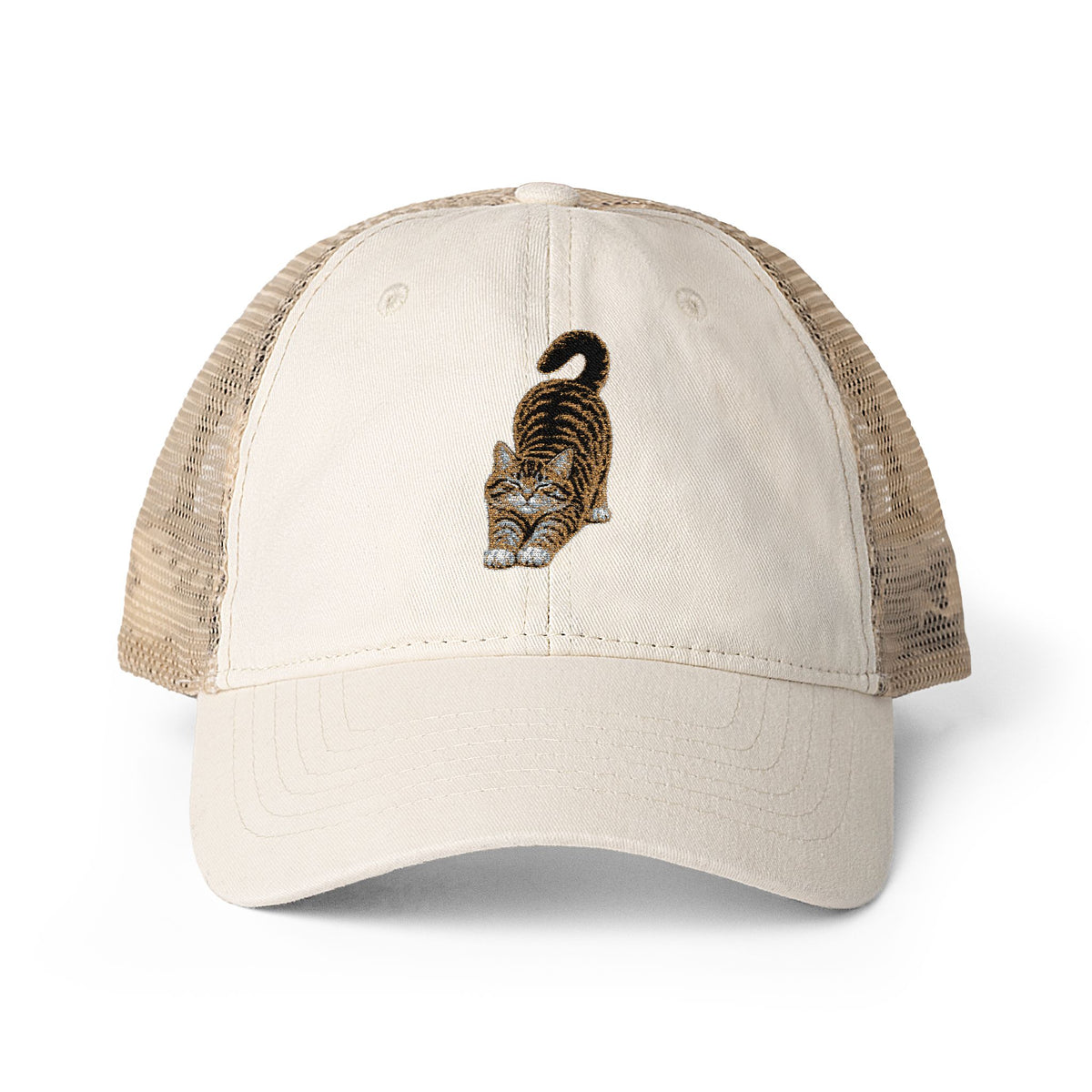 American Shorthair Embroidered Cat Women's Washed Mesh-Back Cap