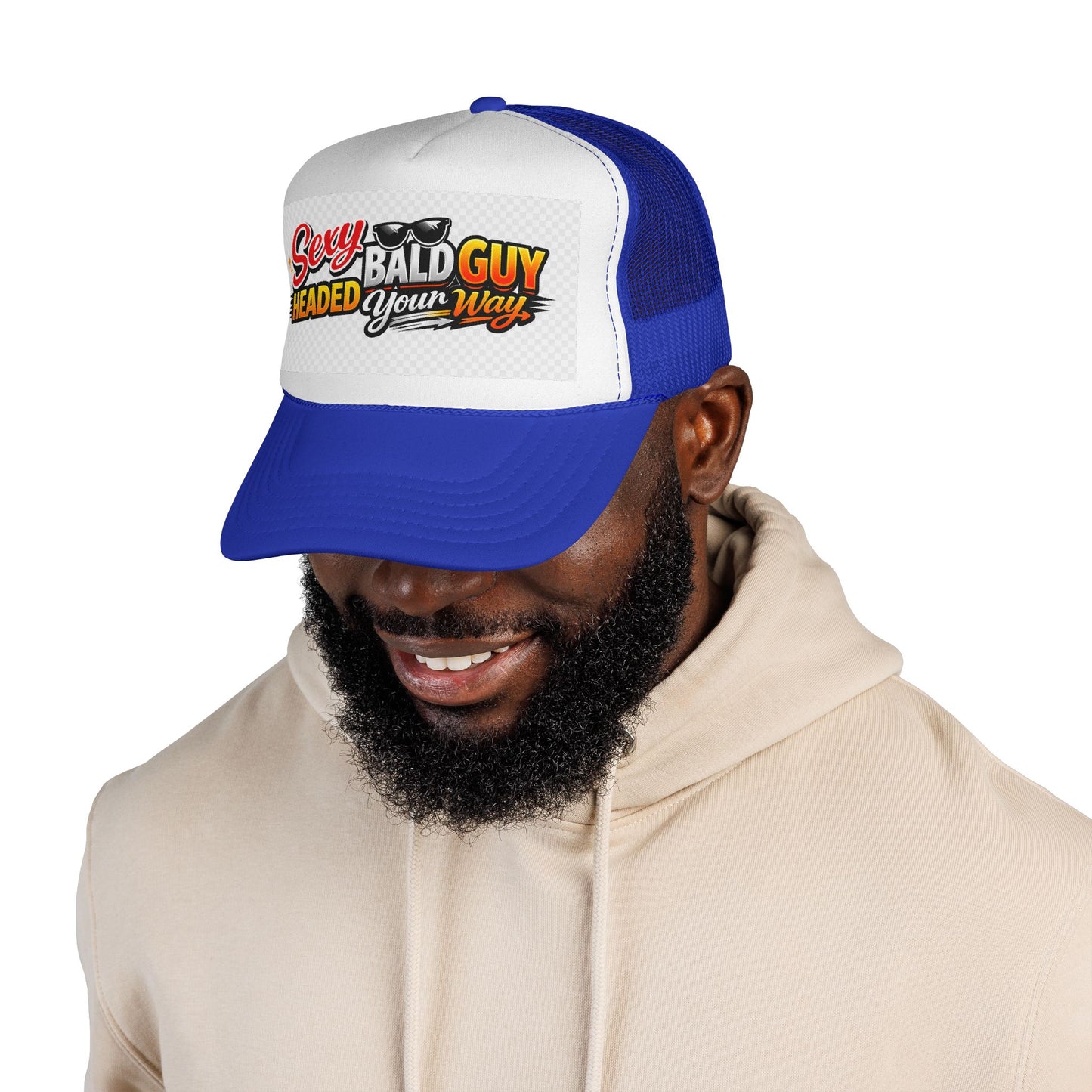 Sexy Bald Guy Headed Your Way Trucker Cap | Retro Sunglasses Design