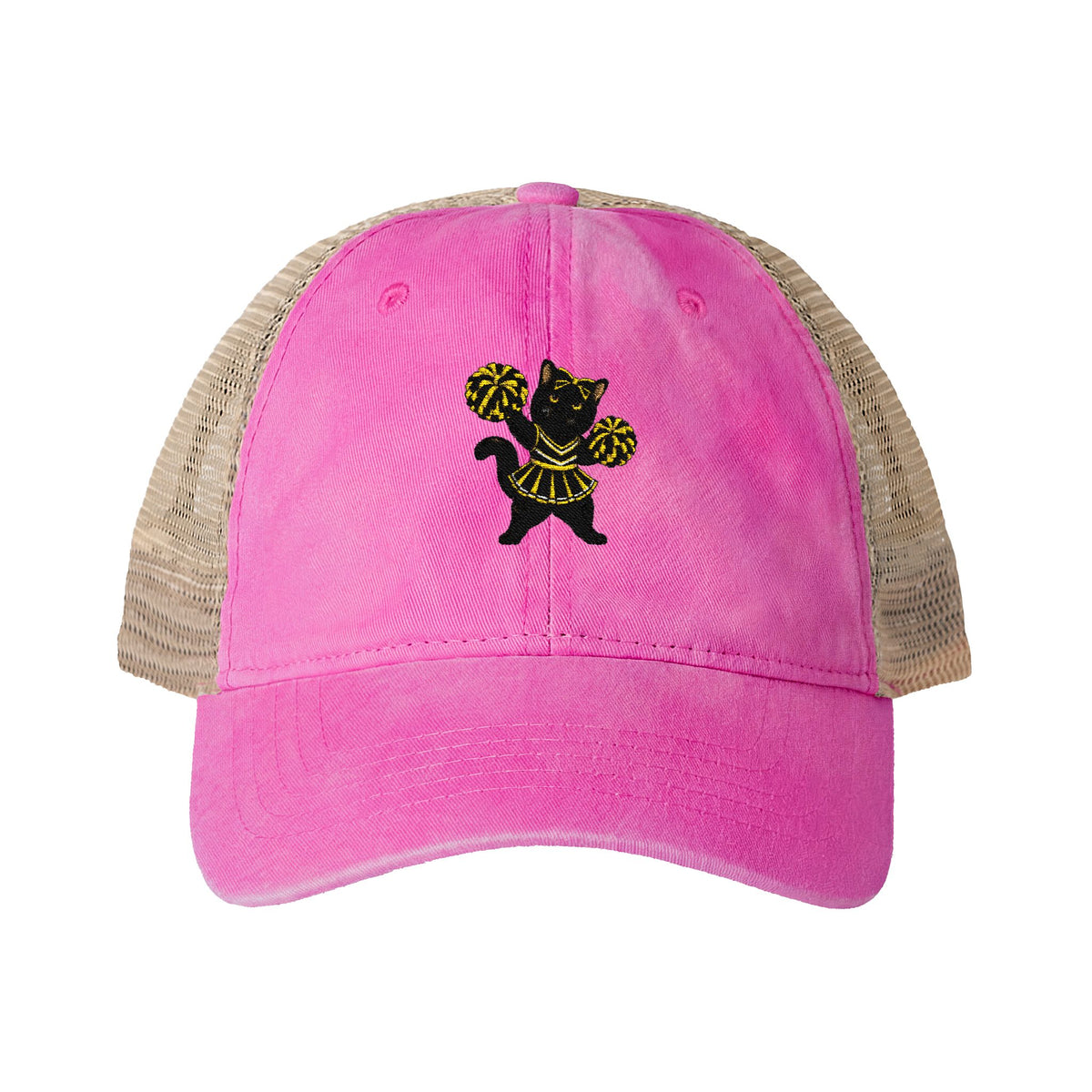 Black Cat Cheer Cap Women's Washed Mesh-Back Cap