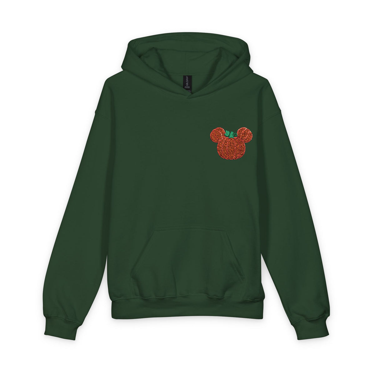 Fall Embroidered Pumpkin Softstyle Youth Midweight Hooded Sweatshirt