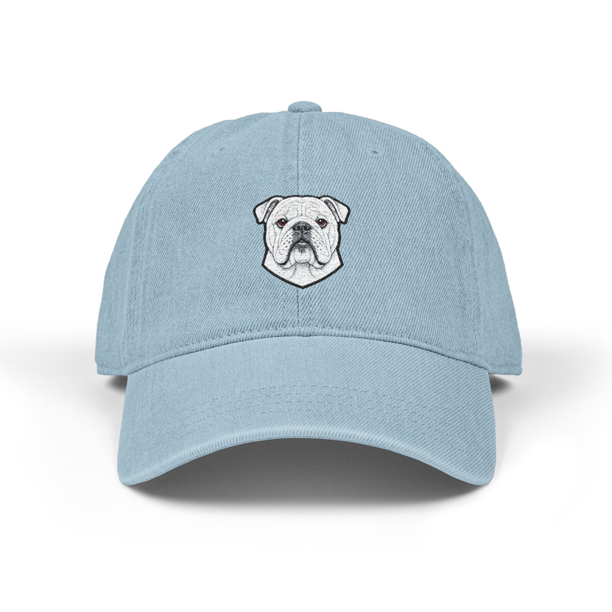English Bulldog Embroidered Denim Hat | Dad Cap, Adjustable Strap
