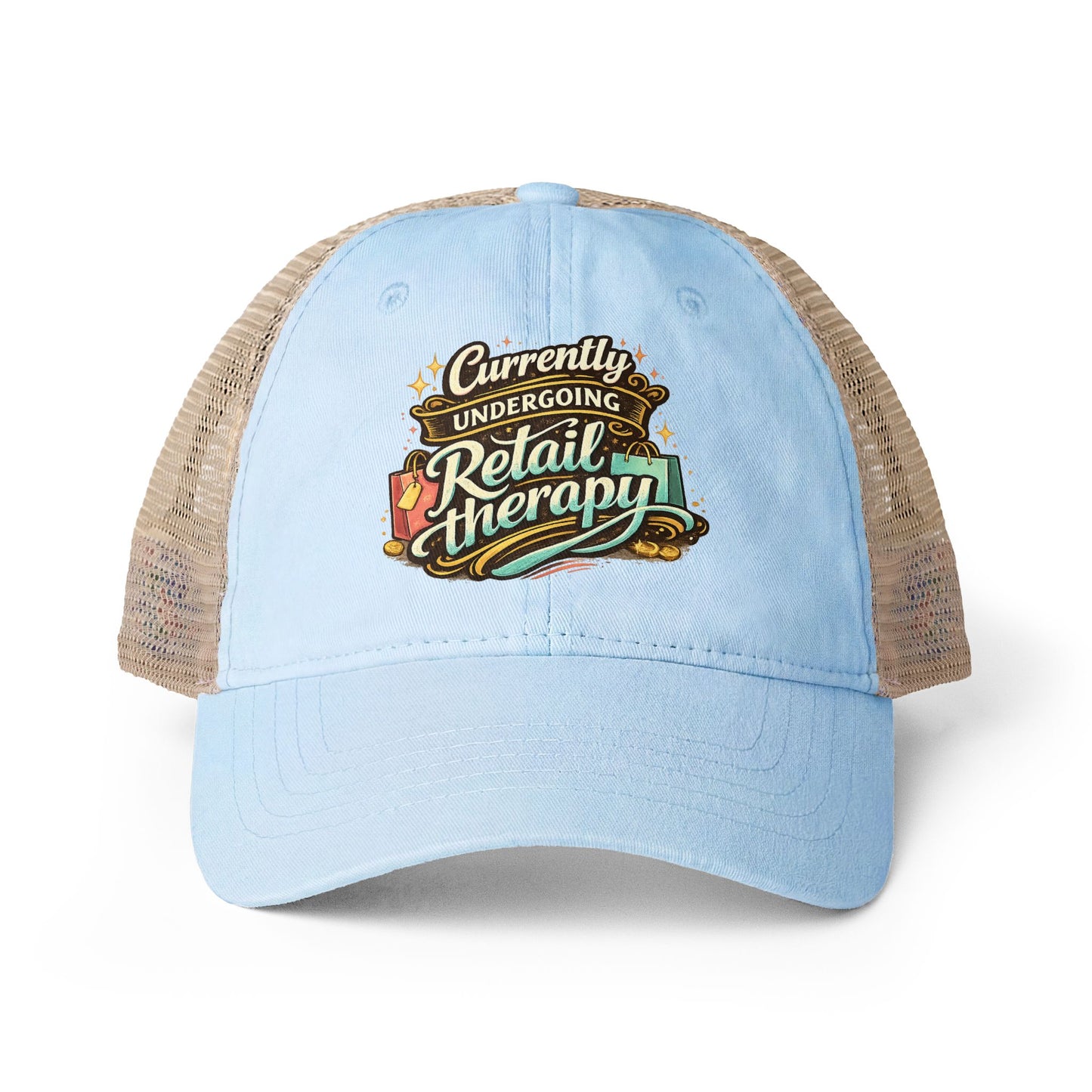 Women's Washed Mesh-Back hat Retail Therapy humorous ball cap