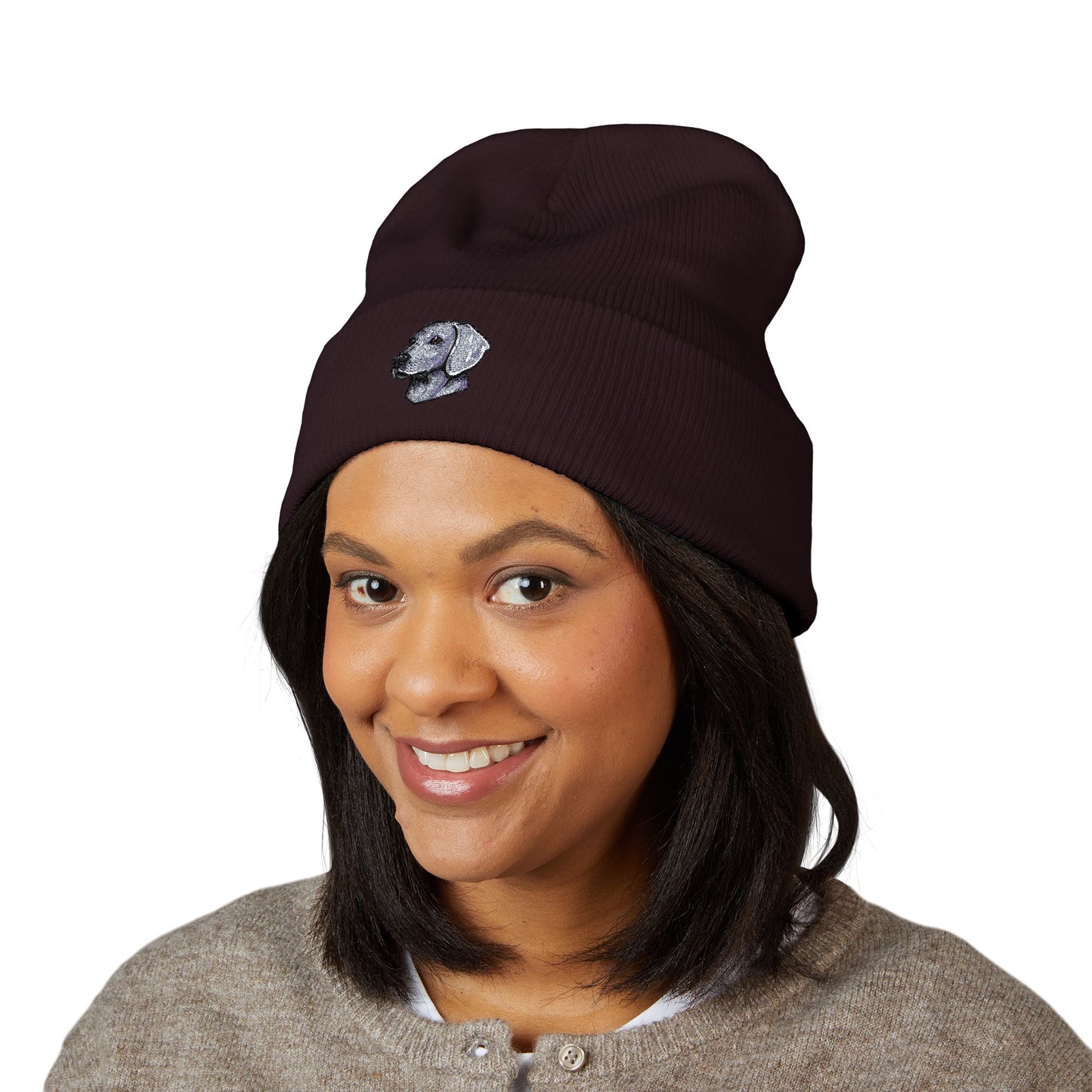 Weimaraner Embroidered Beanie | Cuffed Knit Hat