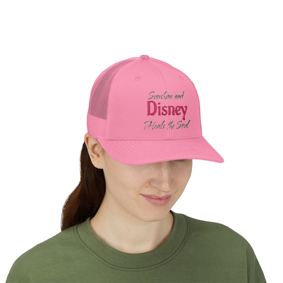 Sparkle sunshineText Snapback Cap | Glitter Script Trucker Hat Sunshine heals the soul