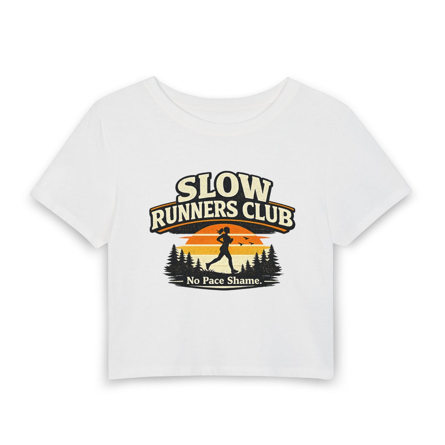 Slow Runners Club tee | Women's Baby Tee, No Pace Shame running design