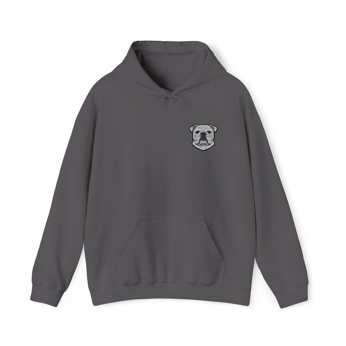 English Bulldog embroidered design on hooded sweatshirt