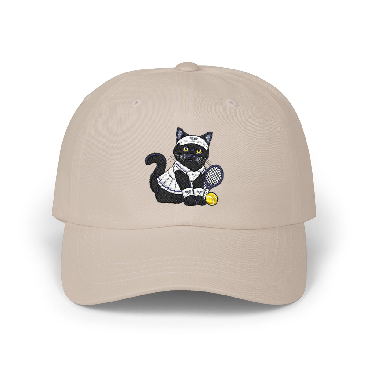 Black Cat Pickle Ball Embroidery Classic Dad Cap