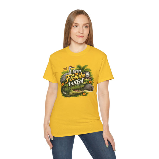 Keep Florida Wild T-Shirt | Alligator, Manatee, Palm Trees, Nature Design