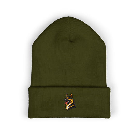 German Sheperd Embroidered Beanie | Cuffed Knit Hat