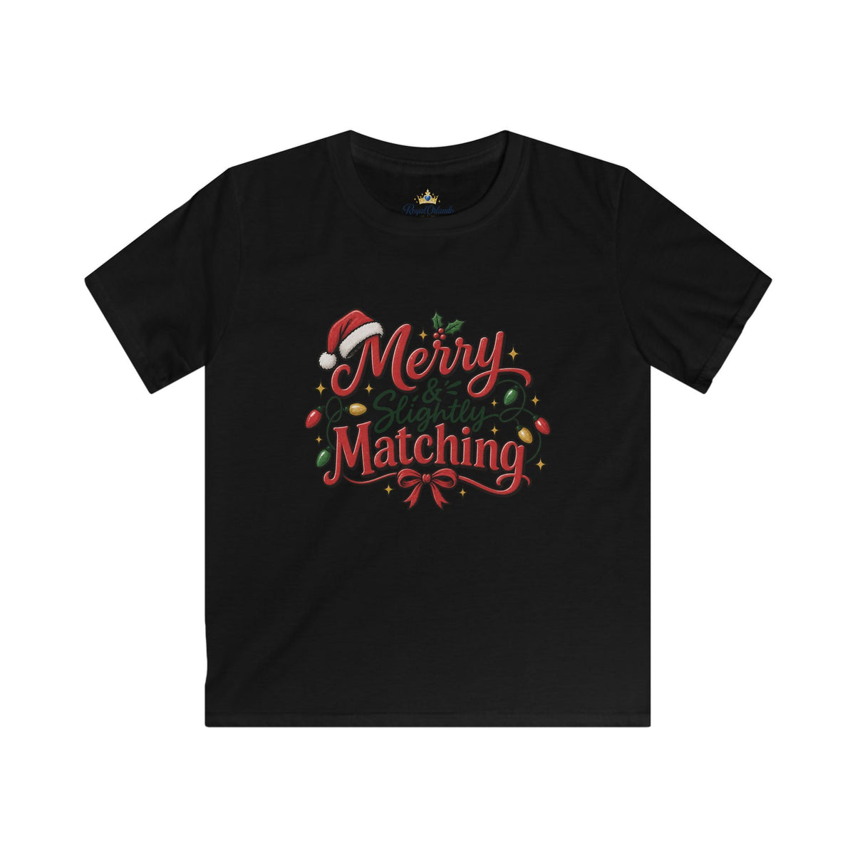 Kids T-Shirt — "Merry & Slightly Matching" Christmas Holiday Tee friends or family matching pajama shirt