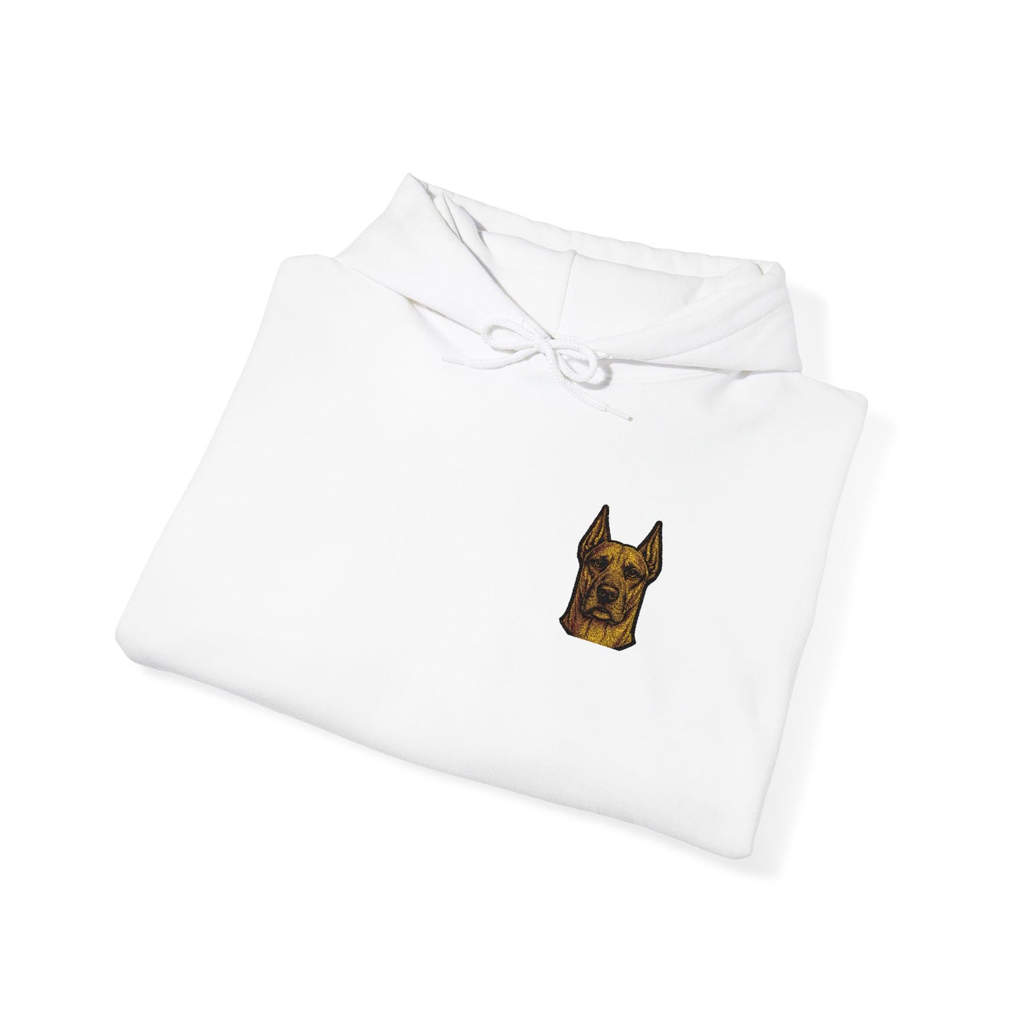 Great Dane embroidered design on hooded sweatshirt