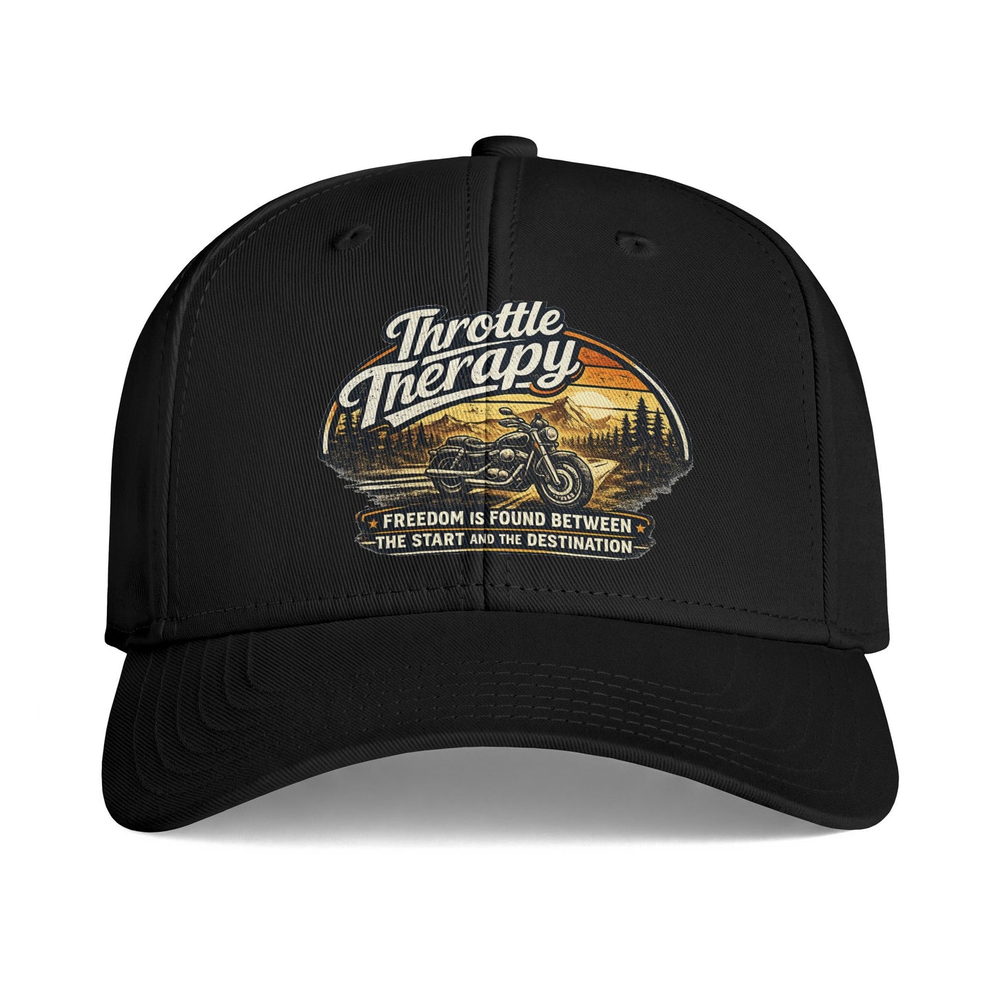 Throttle Therapy Motorcycle Adventure Hat | Vintage Biker Truck, Scenic Road