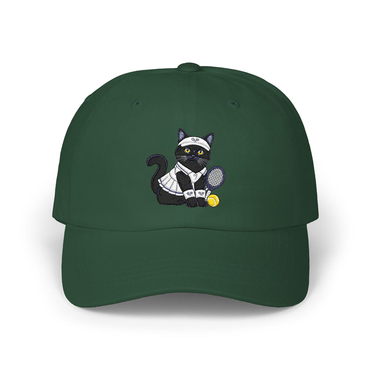 Black Cat Pickle Ball Embroidery Classic Dad Cap