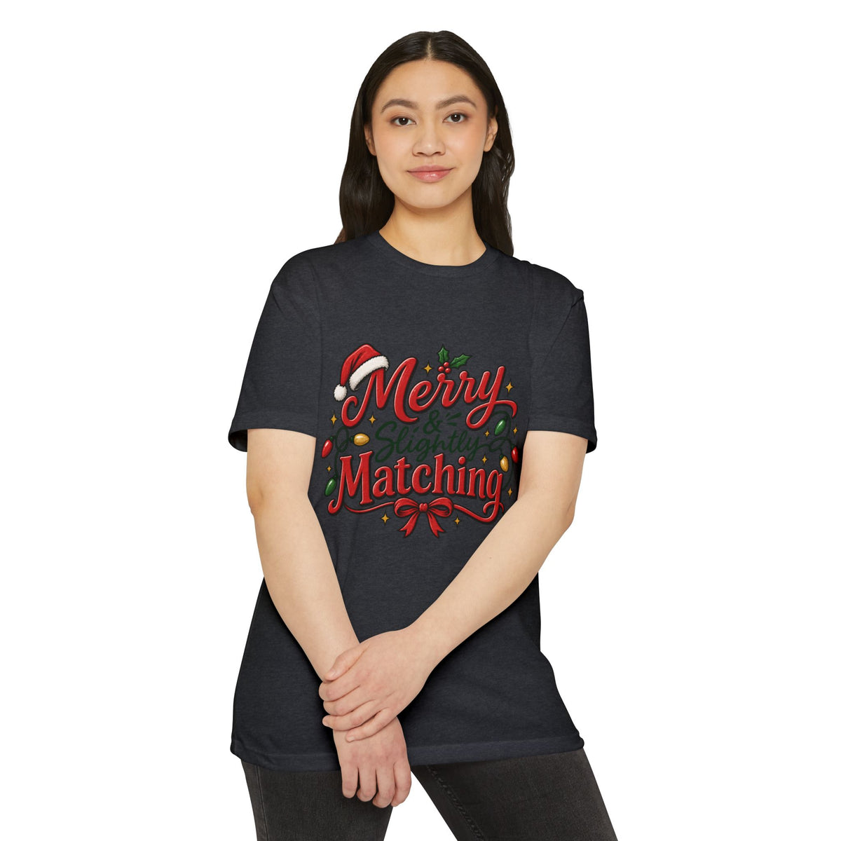 Merry & Slightly Matching Christmas T-Shirt- Family and Friends holiday pajama shirts