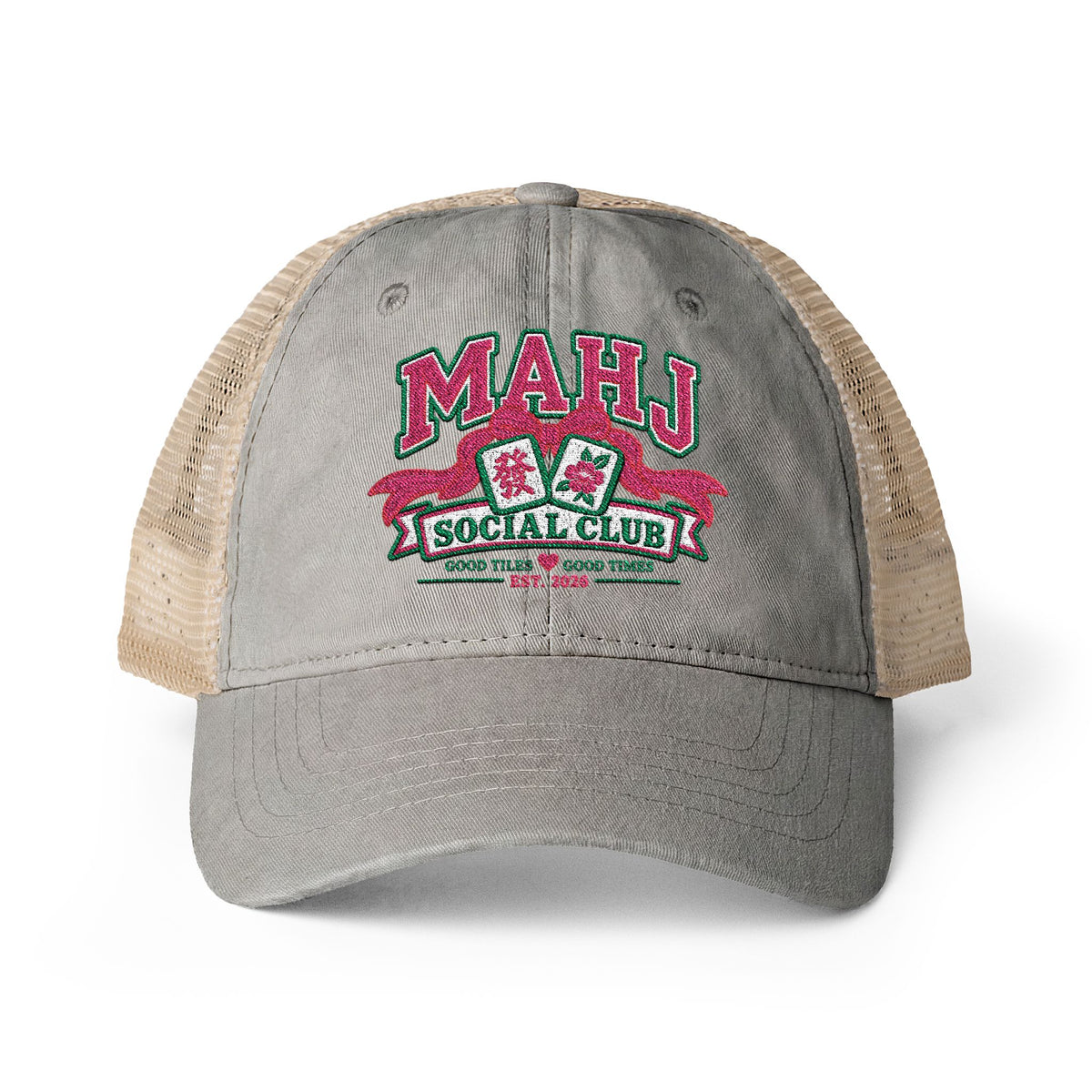 Mahj Women's Washed Mesh-Back Cap- Mah Jong hat