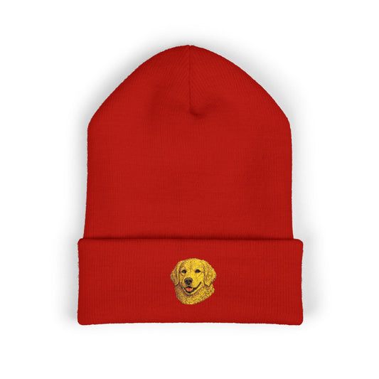 Golden Retriever Embroidered Beanie | Cuffed Knit Hat