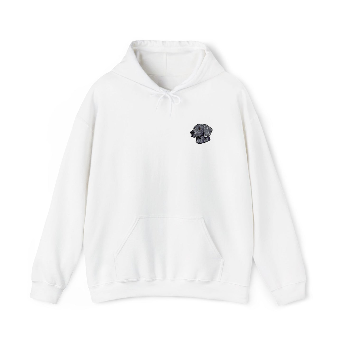 Weimaraner embroidered design on hooded sweatshirt