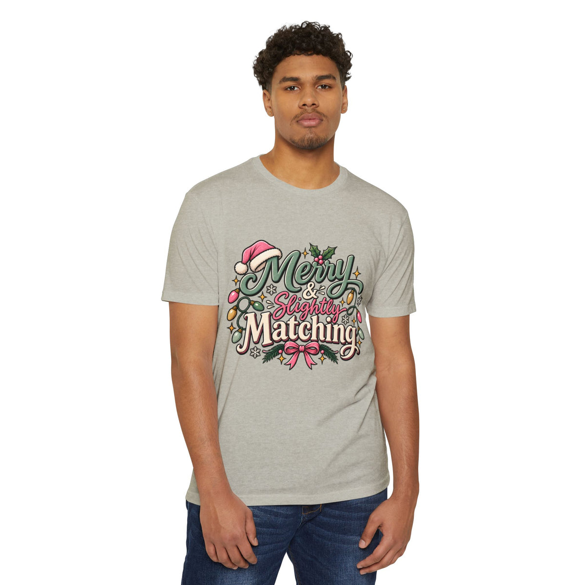 Christmas T-Shirt — "Merry & Slightly Matching" Festive Holiday Tee- Family pajamas