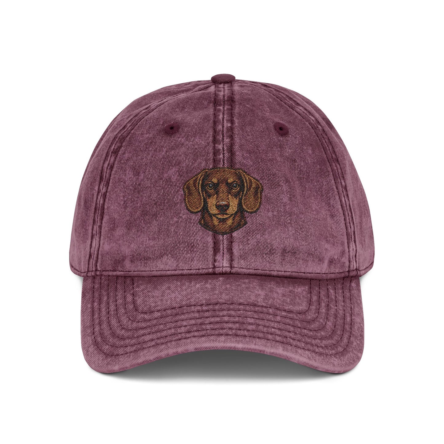 Embroidered Dachshund Head Cap | Vintage Distressed Baseball Hat