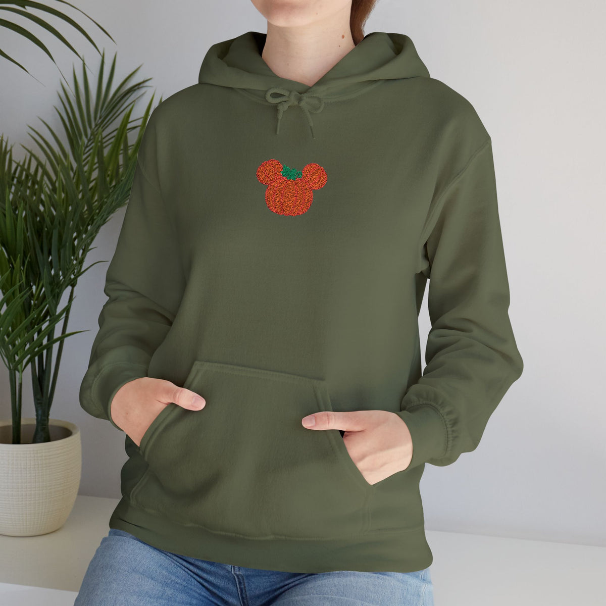 Fall Pumpkin Embroidered Ears silhouette Hoodie | Halloween pumpkin ears sweatshirt