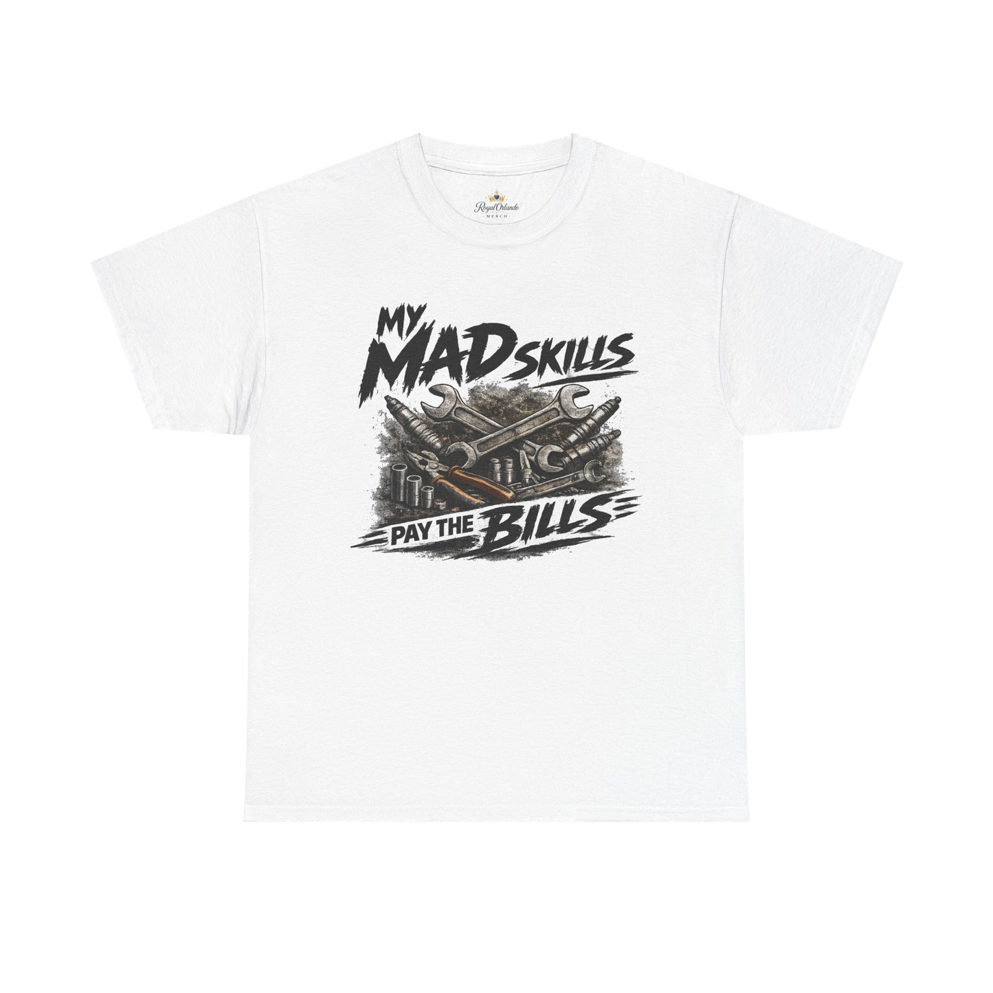 My Mad Skills Pay The Bills T-Shirt | Vintage Mechanic Toolbox Graphic Tee Gift for Dad