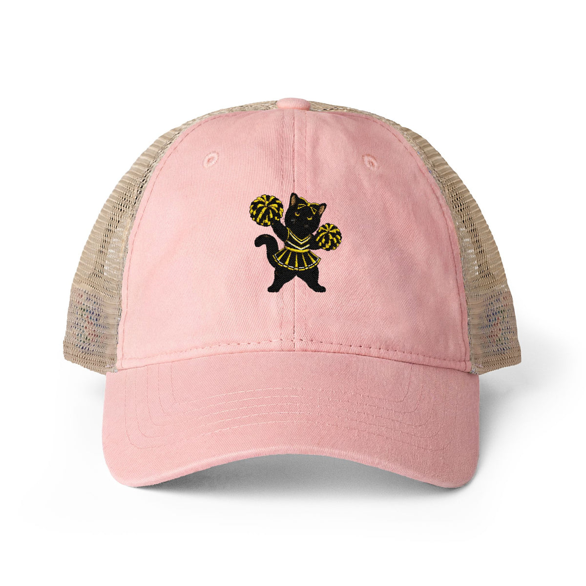 Black Cat Cheer Cap Women's Washed Mesh-Back Cap