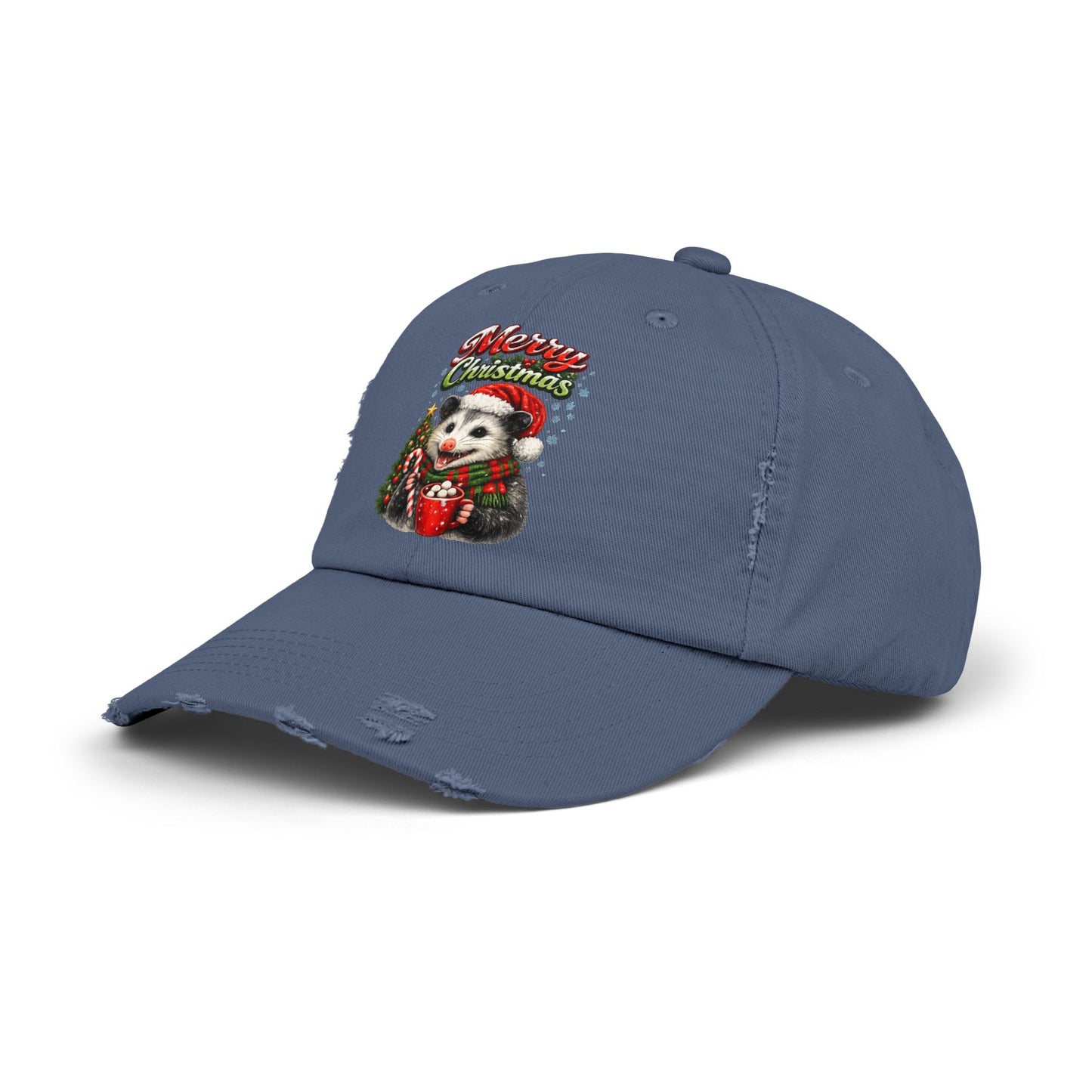 Merry Christmas Opossum Hat — Distressed Holiday Cap