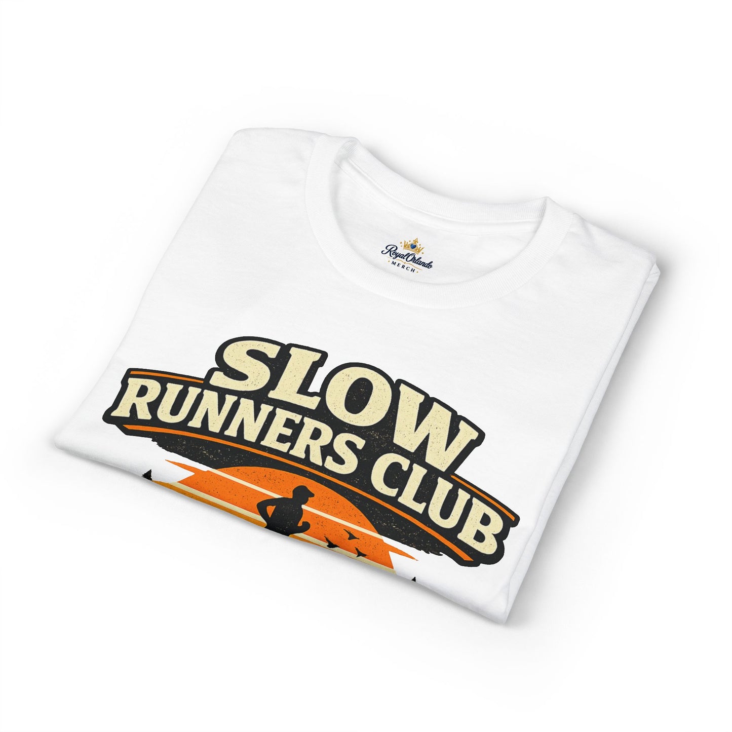 Slow Runners Club No Pace Shame T-Shirt | Retro Sunset Trail Running Shirt